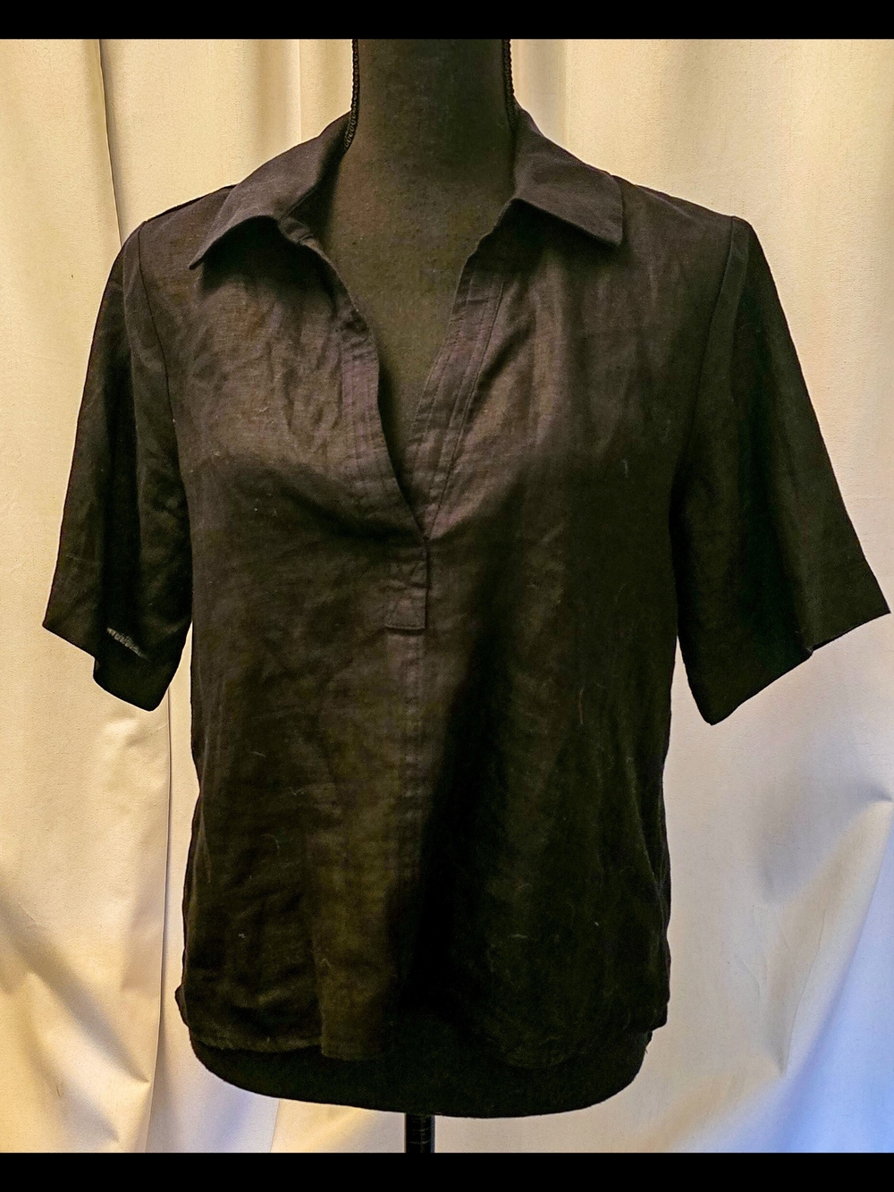J. Crew Bungalow popover top in linen Black